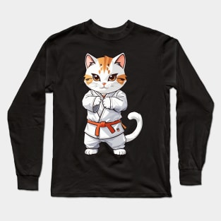 Cute Cat Taekwondo Long Sleeve T-Shirt